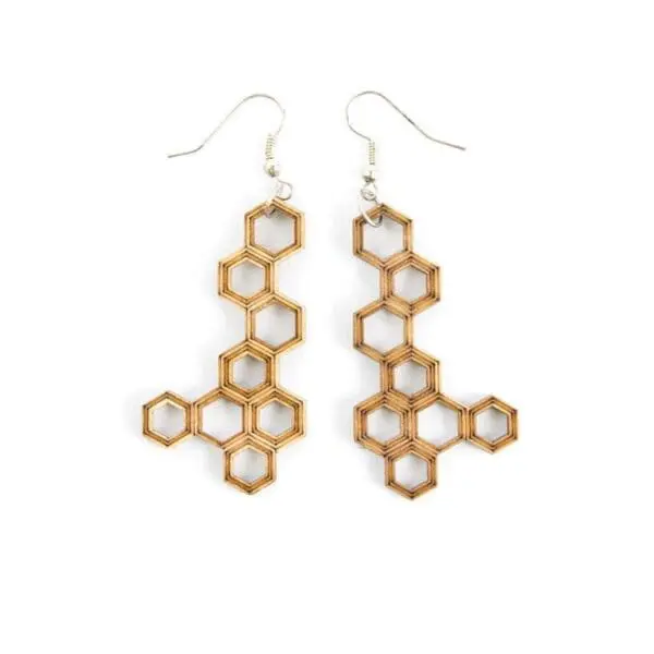Houten oorbellen - lasergesneden oorbellen / lasercut earrings