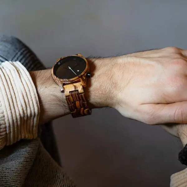 Houten Horloge - Gobi - Zebrano - 40 mm - Afbeelding 4