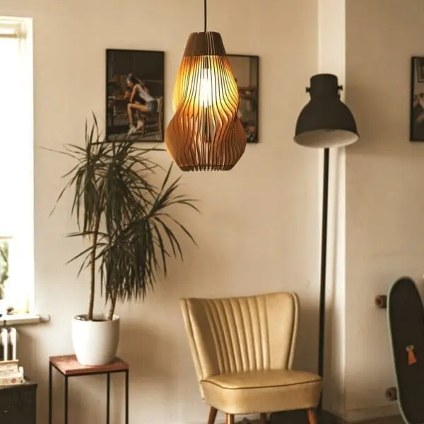 houten lamp lasergesneden - Vortex