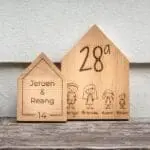 Houten naamplaatje met tekst