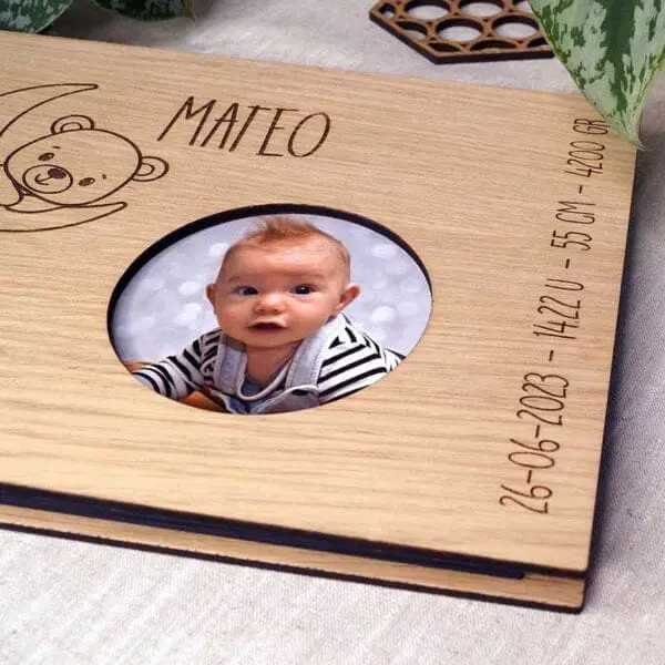 Baby fotoalbum Houten fotoboek fotoalbum kind babyfoto's kraamcadeau