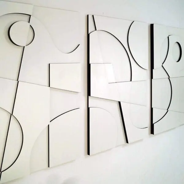 Layered Abstract 3.0 houten wanddecoratie 3luik modern abstract kunst wit