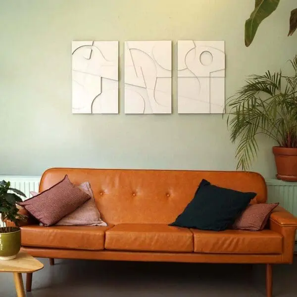 Layered Abstract 3.0 houten wanddecoratie 3luik modern abstract kunst wit
