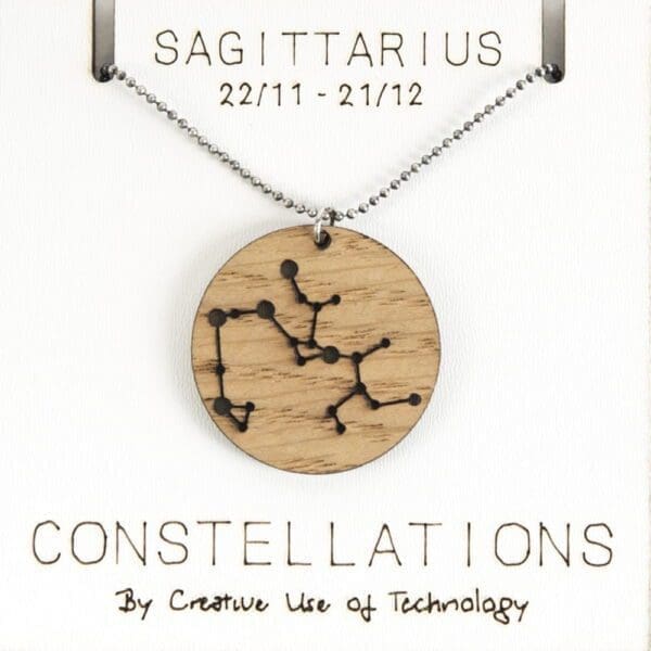 Lasercut wooden necklace / pendant constellations / zodiac sign - Lasercut wooden necklace / pendant constellations