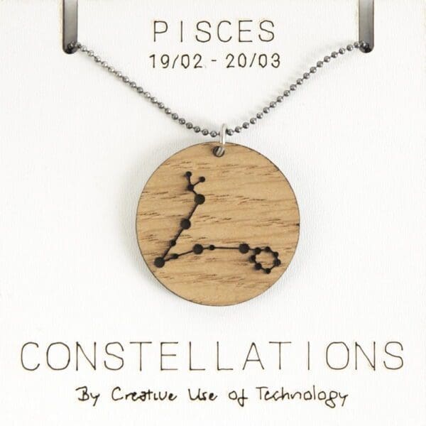 Lasercut wooden necklace / pendant constellations / zodiac sign - Lasercut wooden necklace / pendant constellations