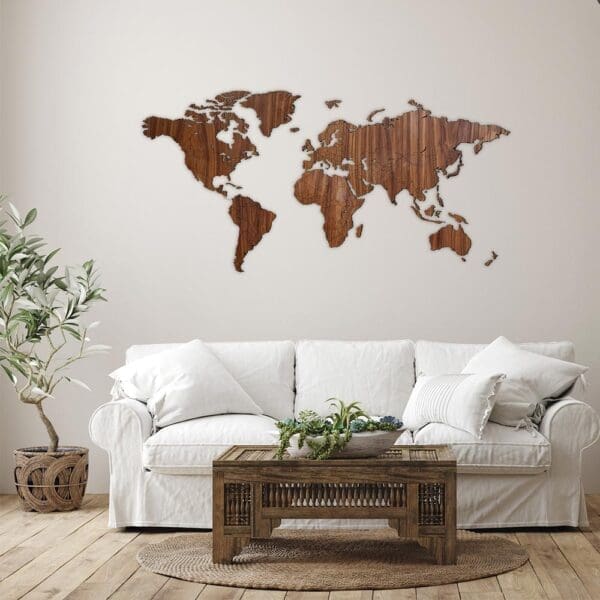 Wooden world map | Map - World Map of Wood - Black - Oak - Bamboo - Walnut