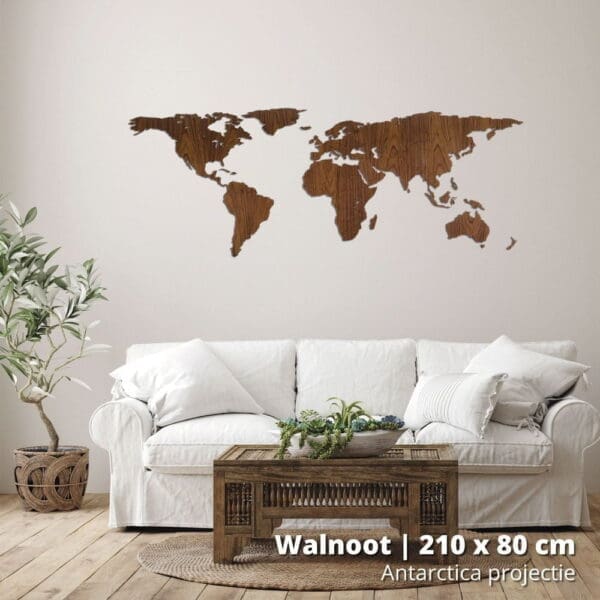 houten-wereldkaart-antarctica-projectie-walnoot-210-stock