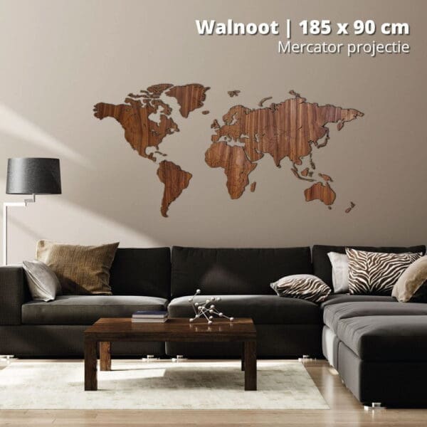 Wooden world map - Walnut - Unique wall decoration for every interior