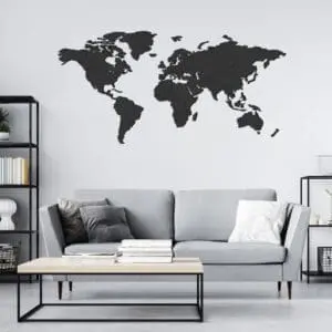 Mappemonde en bois | Carte - Mappemonde du Bois - Noir - Chêne - Bambou - Noyer