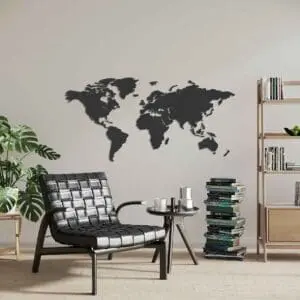 Carte du monde en bois Noir