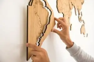 Wooden world map - easy to attach