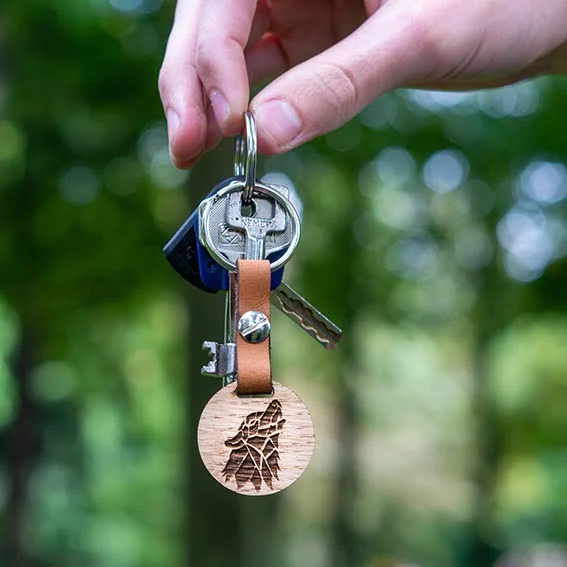 wooden keychain with name