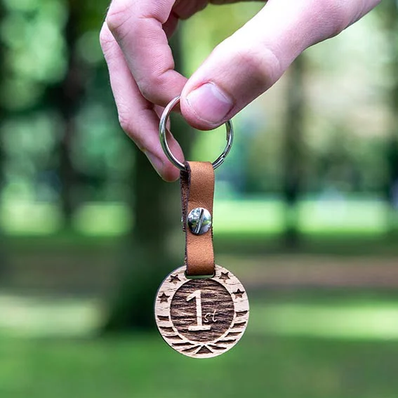 wooden keychain with name
