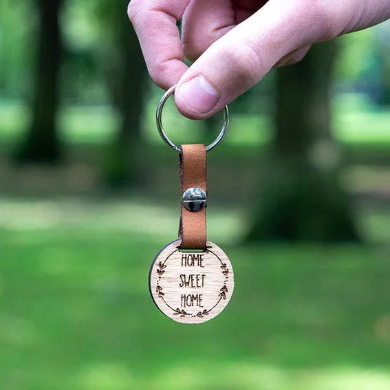 wooden keychain with name