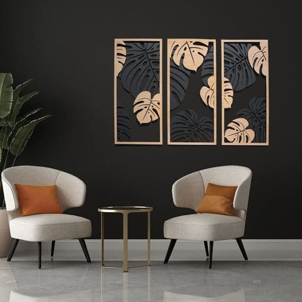 Houten wanddecoratie jungle 3 luik. Een perfect cadeau voor elke plantenliefhebber!