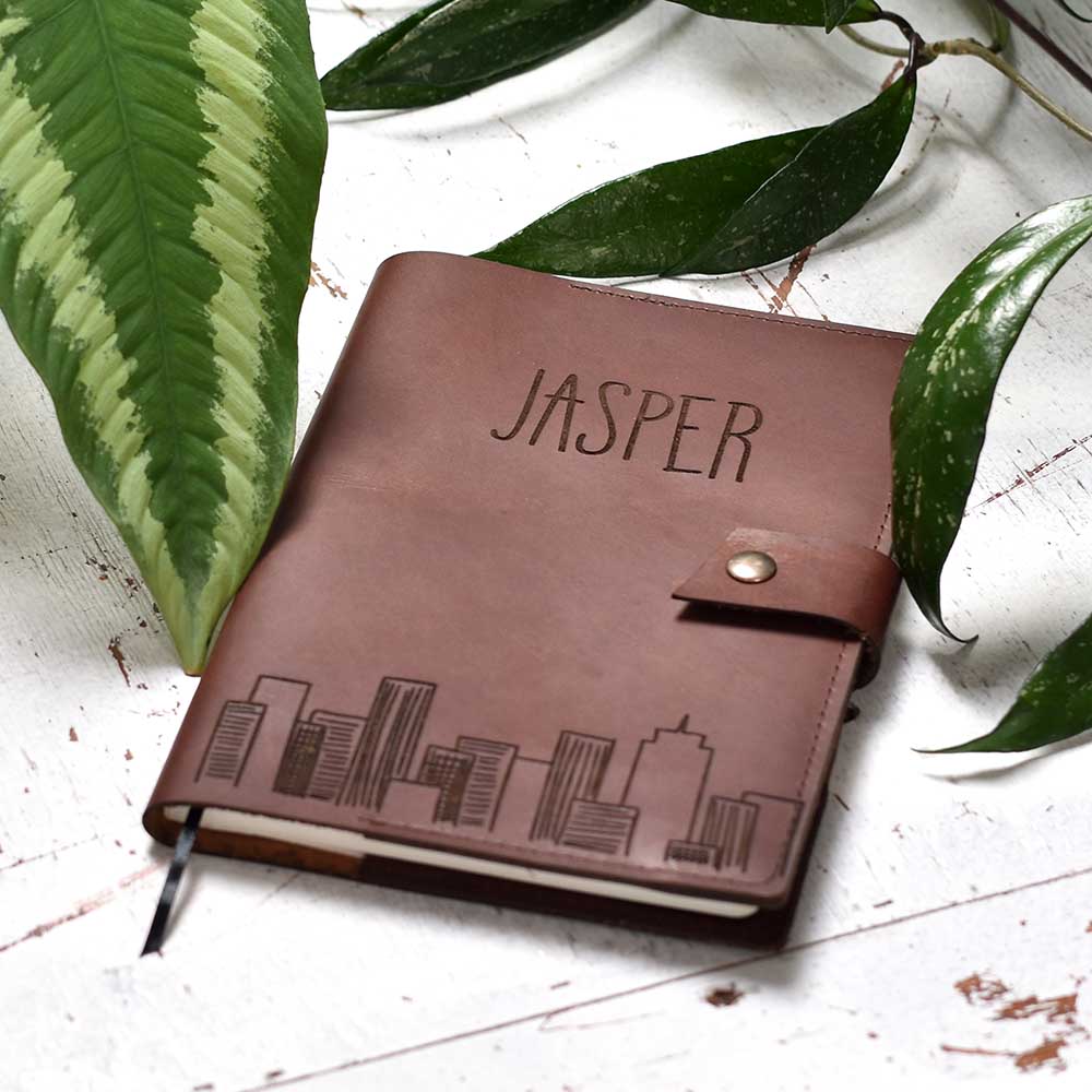 Carnet en cuir - Rechargeable - Gravez votre propre design A4 rechargeable Chocolat Papier ligné