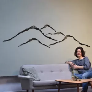 Houten wanddecoratie berglandschap zwart MDF