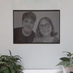 Houten wanddecoratie Hoofdlijnen custom foto halftone gelaserd uit zwart MDF