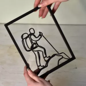 Floating Frames Houten lijstje doorzichtig lijnen wandelaar berg