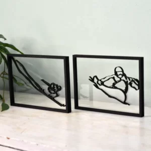 Moderne wanddecoratie voor wintersport – skiër in actie als kunstwerk