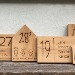 houten huisnummer voordeur Naambord huisnummer – Rechthoek staand
